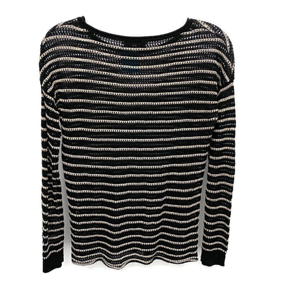 Second Female Black & Ivory Stripe Crochet Sweater - Picture 2 of 2